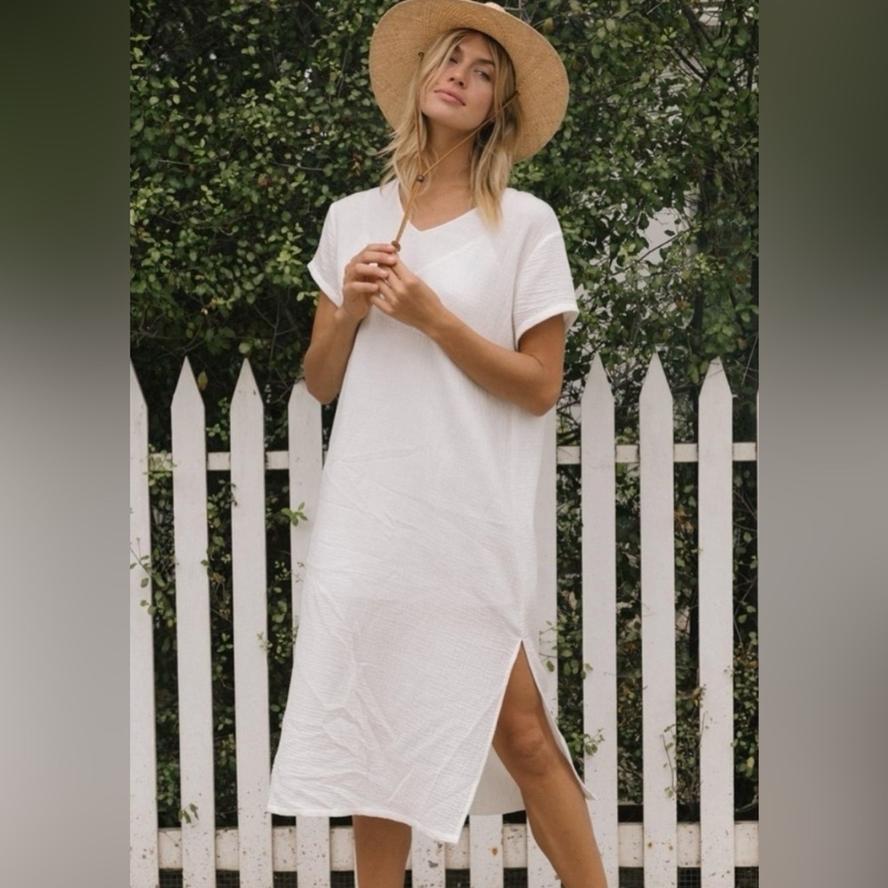 Jenni Kayne | White 100% Cotton Cypress Caftan Dress | XS